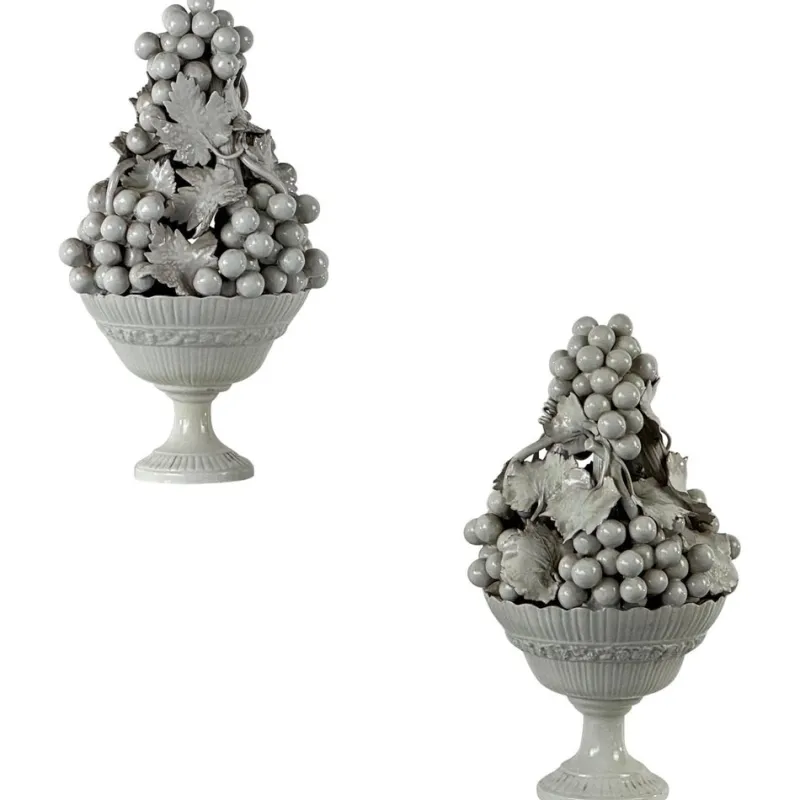 Pamono Italian Ceramic Fruit Topiary Sculptures attributed to Ceramica Nove, 1950s, Set of 2> Garden Accessories