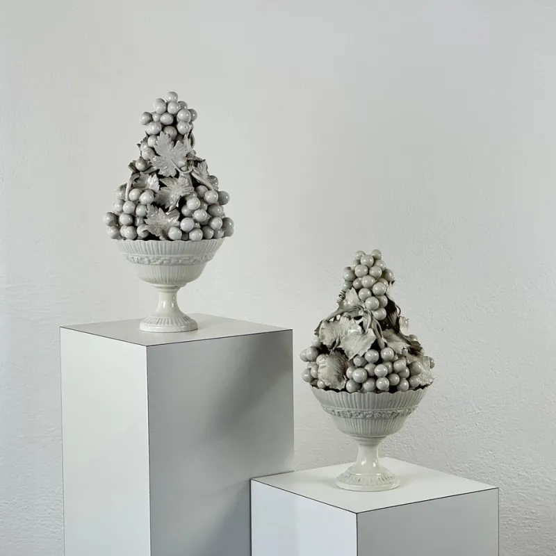 Pamono Italian Ceramic Fruit Topiary Sculptures attributed to Ceramica Nove, 1950s, Set of 2> Garden Accessories
