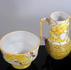 Pamono Italian Ceramic Jug and Bowl Set from Fratelli Fanciullacci, 1960s, Set of 2><noscript><img width=