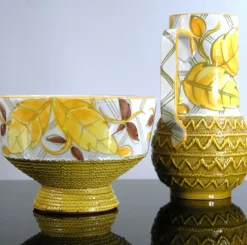 Pamono Italian Ceramic Jug and Bowl Set from Fratelli Fanciullacci, 1960s, Set of 2><noscript><img width=