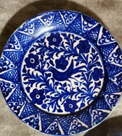 Pamono Italian Ceramic Plates with Cobalt Blue Decorations, Deruta, 1950s, Set of 5><noscript><img width=