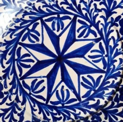 Pamono Italian Ceramic Plates with Cobalt Blue Decorations, Deruta, 1950s, Set of 5><noscript><img width=