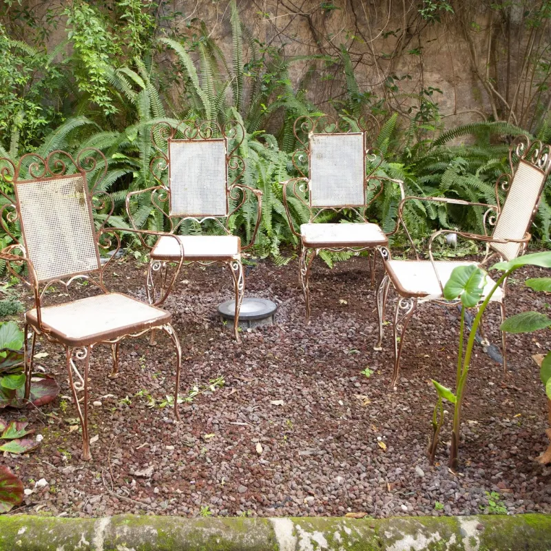 Online Pamono Italian Chairs in Wrought Iron, 1950s, Set of 4