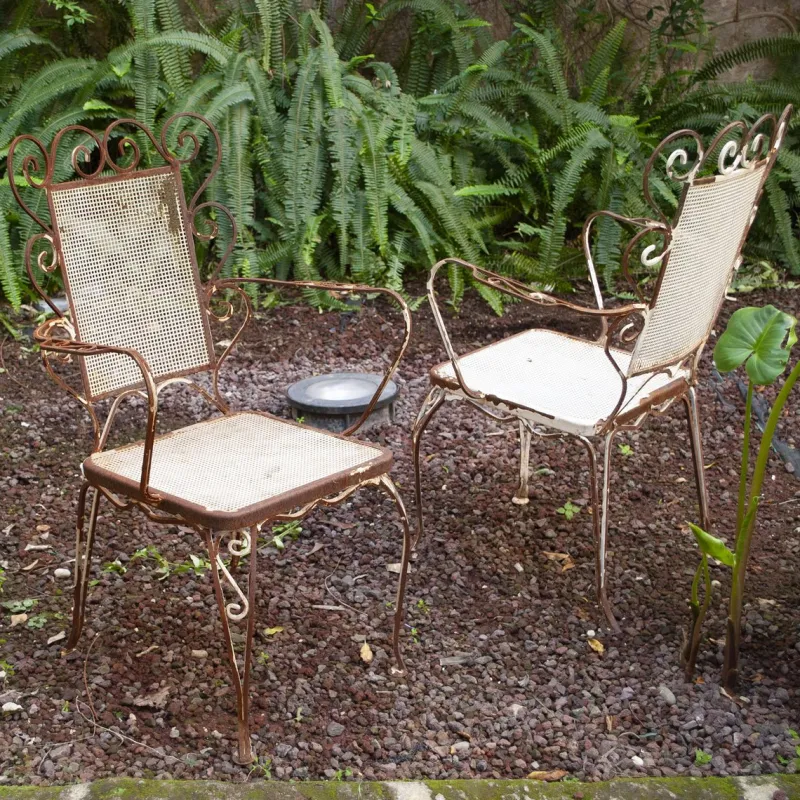 Online Pamono Italian Chairs in Wrought Iron, 1950s, Set of 4