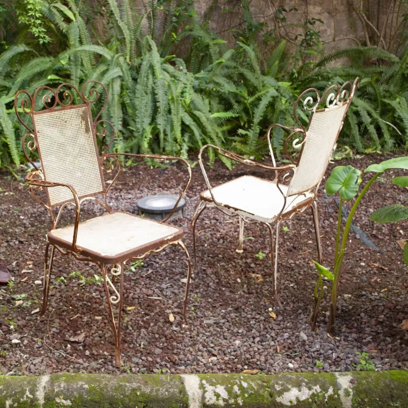 Online Pamono Italian Chairs in Wrought Iron, 1950s, Set of 4