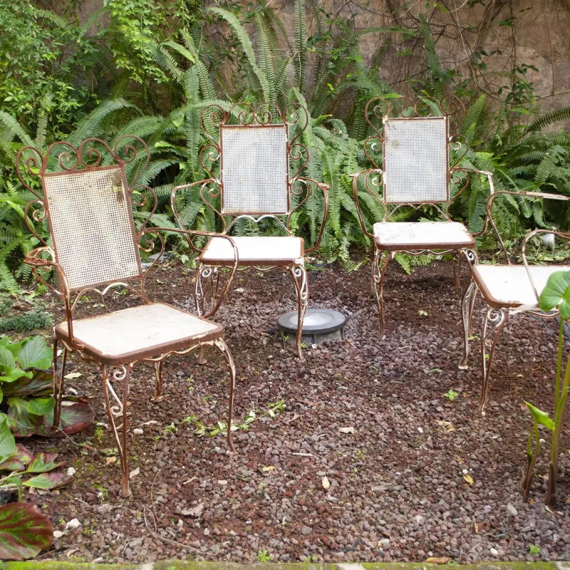 Online Pamono Italian Chairs in Wrought Iron, 1950s, Set of 4