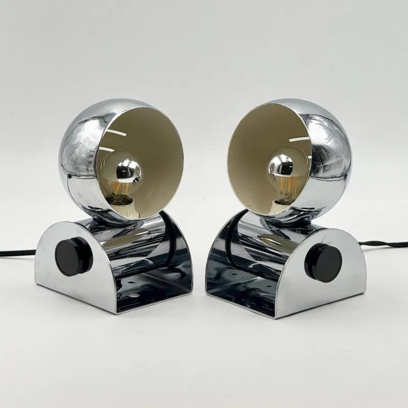 Best Pamono Italian Chrome Eyeball Lamps by Tronconi, 1970s, Set of 2