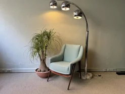 Pamono Italian Chromed Steel Floor Lamp with Three Arms attributed to Goffredo Reggiani, 1970s><noscript><img width=