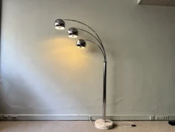 Pamono Italian Chromed Steel Floor Lamp with Three Arms attributed to Goffredo Reggiani, 1970s><noscript><img width=