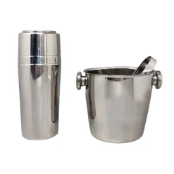 Pamono Italian Cocktail Shaker with Ice Bucket from Mepra, 1970s, Set of 3> Ice Buckets & Wine Coolers