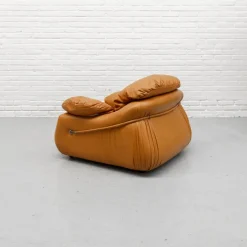 New Pamono Italian Cognac Leather Lounge Chair, 1970s