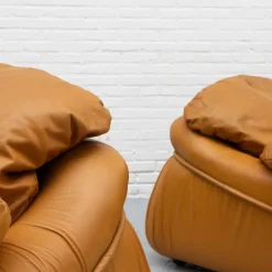 New Pamono Italian Cognac Leather Lounge Chair, 1970s