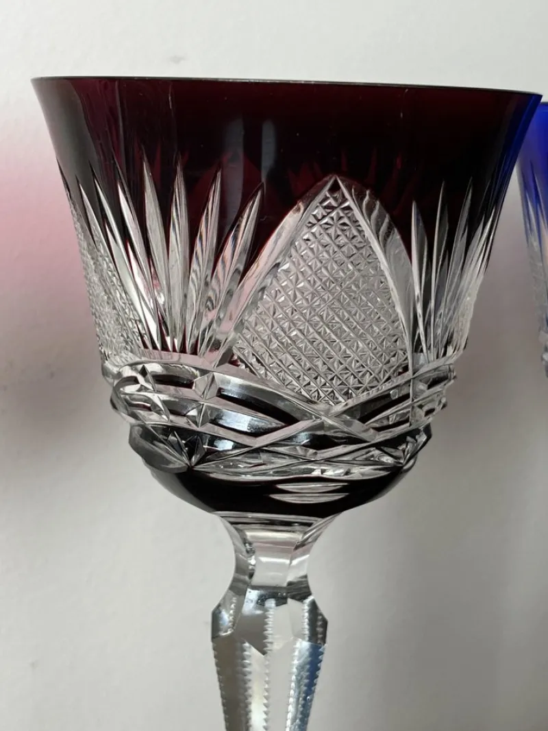 Pamono Italian Colored Crystal Glasses, 1950s, Set of 6