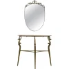 Pamono Italian Console Table in Brass and Marble with Mirror, 1950s> Console Tables