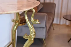 Pamono Italian Console Table in Brass and Marble with Mirror, 1950s><noscript><img width=