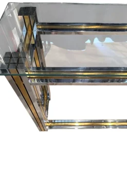 Hot Pamono Italian Console Table in Brass and Chrome, 1970s