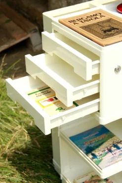 Pamono Italian Cream Storage Trolley in Plastic by Giovanni Pelis for Stile Neolt, 1960s><noscript><img width=