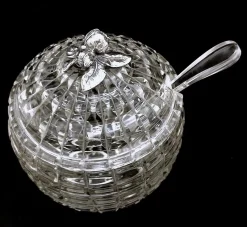 Pamono Italian Crystal Punch Bowl with Lid and Ladle, 1965, Set of 2><noscript><img width=