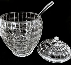 Pamono Italian Crystal Punch Bowl with Lid and Ladle, 1965, Set of 2><noscript><img width=