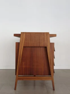 Pamono Italian Desk with Glass Top and Brass Details, 1950s><noscript><img width=