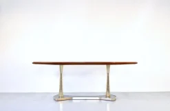 Pamono Italian Dining Table in Teak and Marble, 1960s> Dining Tables & Sets
