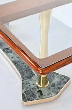 Pamono Italian Dining Table in Teak and Marble, 1960s><noscript><img width=