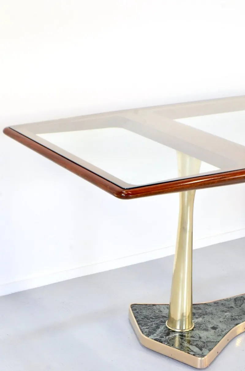 Pamono Italian Dining Table in Teak and Marble, 1960s> Dining Tables & Sets