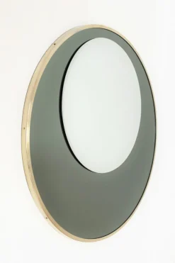 Pamono Italian Double Glass Wall Mirror with Brass Frame, 1970s> Mirrors
