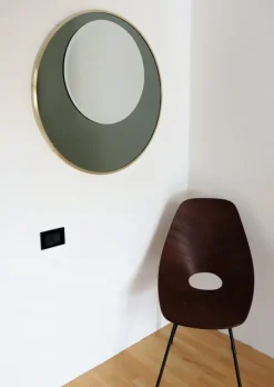 Pamono Italian Double Glass Wall Mirror with Brass Frame, 1970s> Mirrors