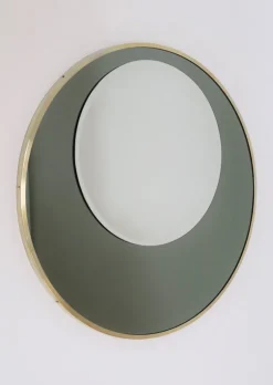 Pamono Italian Double Glass Wall Mirror with Brass Frame, 1970s><noscript><img width=