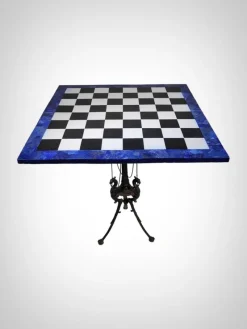 Pamono Italian Dragon-Shaped Chess Table in Lapis Lazuli and Marble, 1950s, Set of 33><noscript><img width=