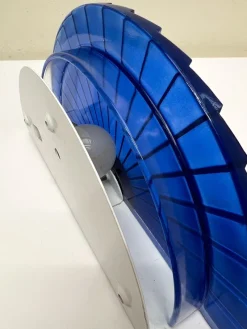 Pamono Italian Fan-Shaped Demi-Lune Wall Light in Blue Stepped Glass, 1980s><noscript><img width=
