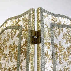 Pamono Italian Floral Fabric Folding Screen with Wooden Feet, 1940s><noscript><img width=