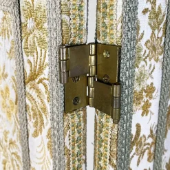Pamono Italian Floral Fabric Folding Screen with Wooden Feet, 1940s><noscript><img width=