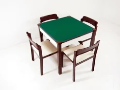 Pamono Italian Game Tables & 4 Chairs Set by Gio Ponti for Fratelli Reguitti, 1972, Set of 5