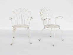 Pamono Italian Garden Armhairs in White Metal, 1950s, Set of 4> Garden Seating
