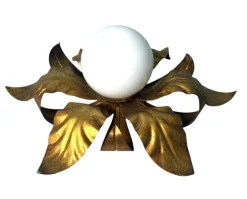 Sale Pamono Italian Gilt Brass and Opaline Glass Flush Mount, 1950s