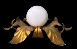 Sale Pamono Italian Gilt Brass and Opaline Glass Flush Mount, 1950s