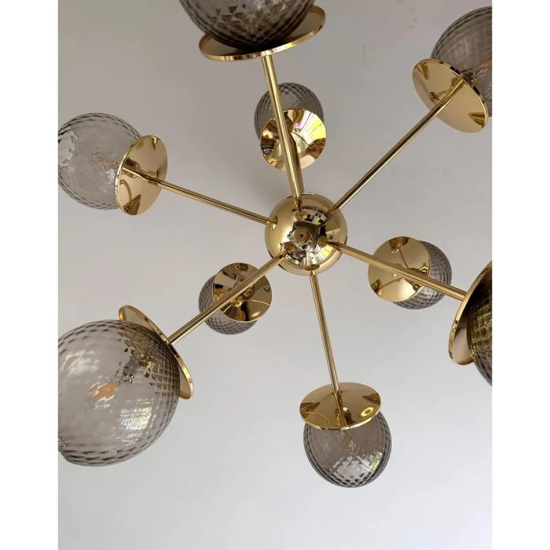 Pamono Italian Gold Chandelier in Murano Glass by Simoeng> Ceiling Lights