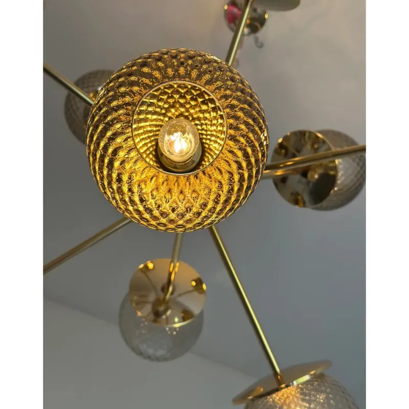 Pamono Italian Gold Chandelier in Murano Glass by Simoeng> Ceiling Lights