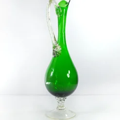 Pamono Italian Green Glass Carafe from Empoli, 1970s