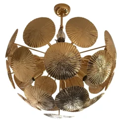 Best Pamono Italian Hammered Brass Sputnik Semi-Sphere Chandelier by Simoeng