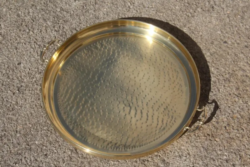 Clearance Pamono Italian Hand-Hammered Brass Tray, 1970s