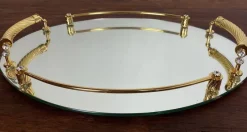 Discount Pamono Italian 24-Karat Gold Plated and Brass Tray with Mirror, 1980s