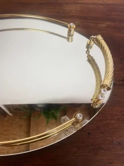 Discount Pamono Italian 24-Karat Gold Plated and Brass Tray with Mirror, 1980s