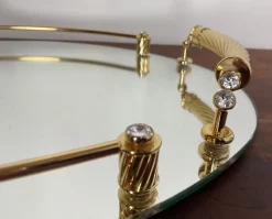 Discount Pamono Italian 24-Karat Gold Plated and Brass Tray with Mirror, 1980s