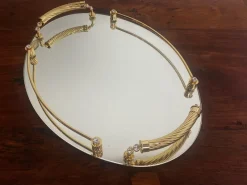 Discount Pamono Italian 24-Karat Gold Plated and Brass Tray with Mirror, 1980s