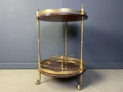Pamono Italian Lacquered Goatskin and Parchment Serving Bar Cart from Aldo Tura, 1960s><noscript><img width=