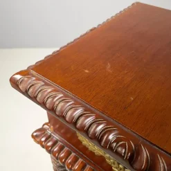 Pamono Italian Liberty Style Square Wooden High Column with Brass Details, 1940s><noscript><img width=