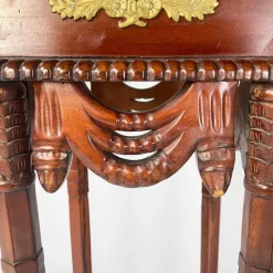 Pamono Italian Liberty Style Square Wooden High Column with Brass Details, 1940s><noscript><img width=